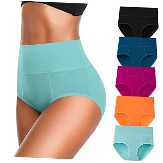 Cotton Underwear High Waisted Panties Full Coverage X-Large Multi-c-5 Pack