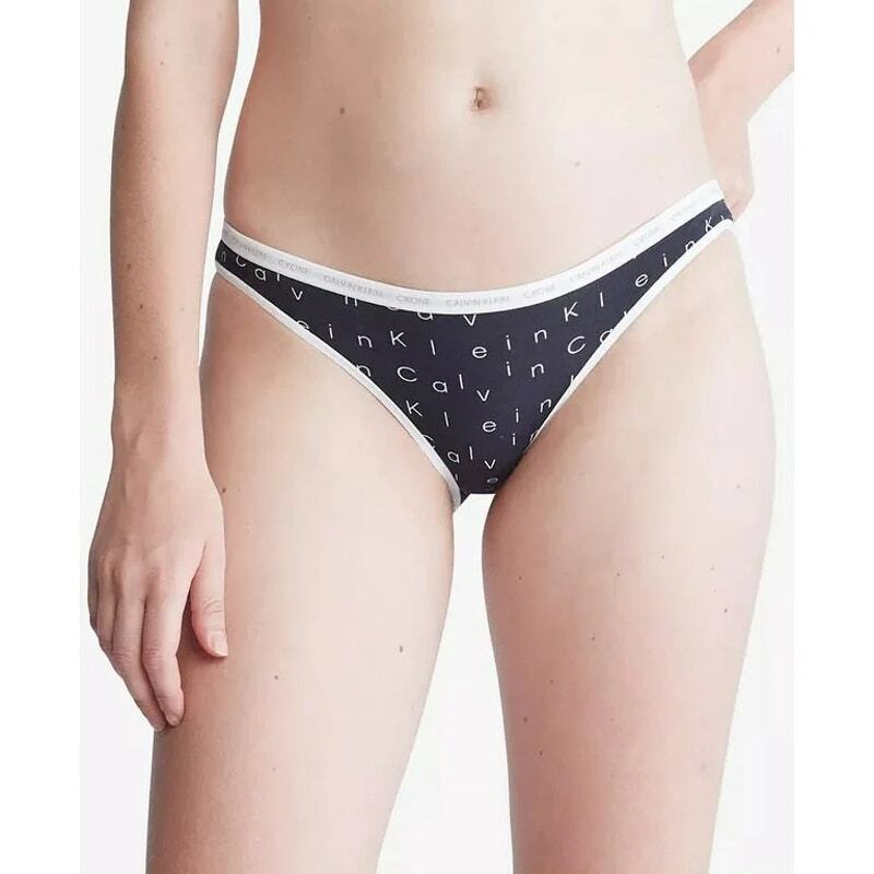 Calvin Klein CK One Cotton Singles Falling Logo Print Thong Black Size Large