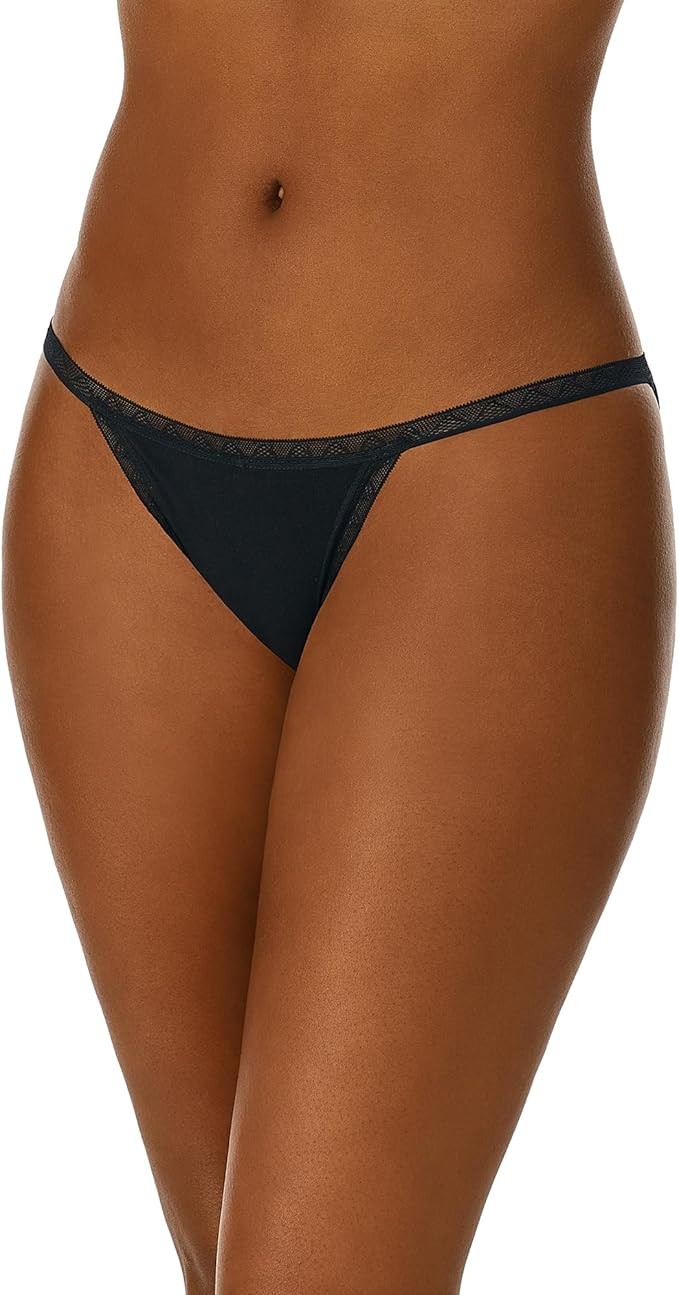 OnGossamer Women’s Cabana Cotton String Bikini Underwear Black Size XL L32834