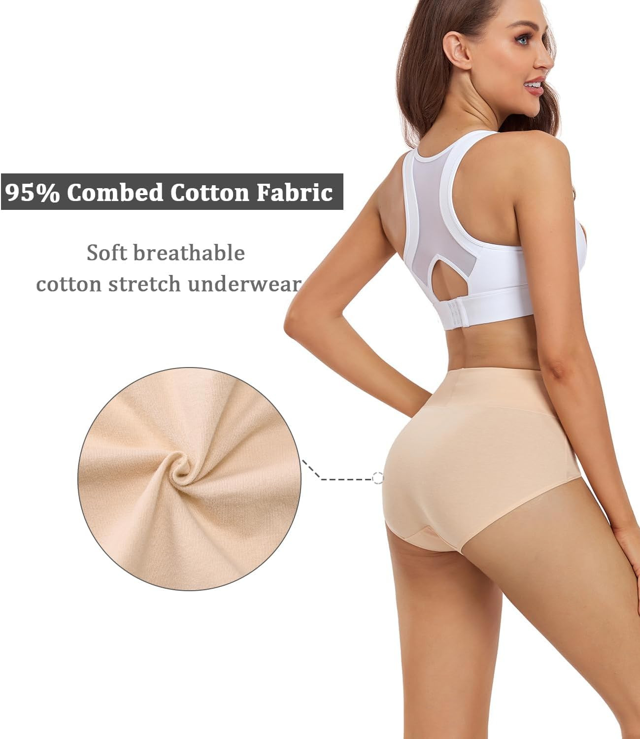 Women’S Cotton Underwear High Waisted Ladies Panties Full Coverage Briefs 4 Pack