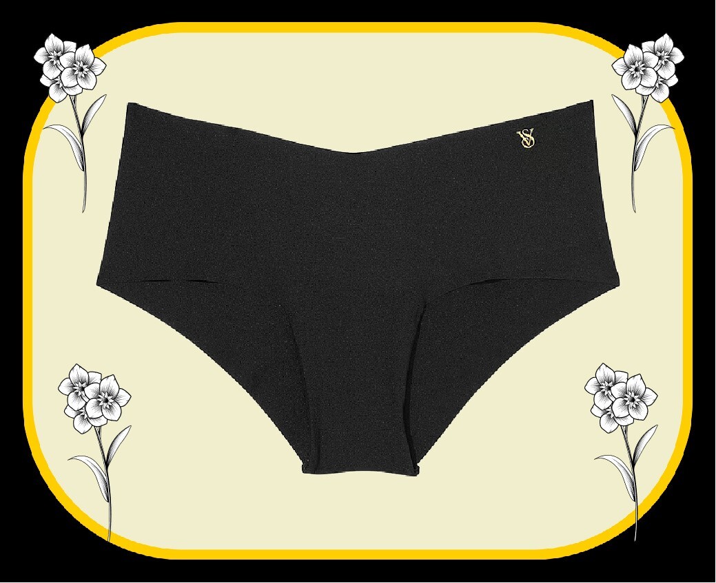 XXL NOIR Black GOLD VS LOGO Victorias Secret Smooth Edge No Show Cheeky Pantie