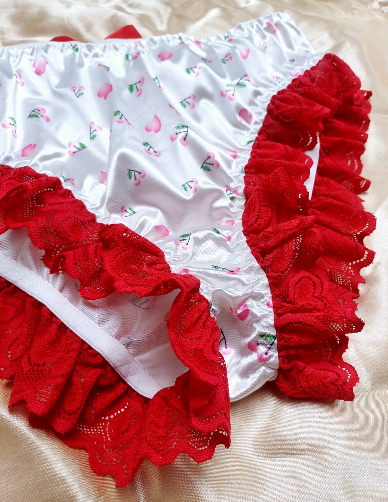 Glossy Stretchy Satin Frilly Ruffle Bum Heart Panties Sissy Knickers XL 16-18