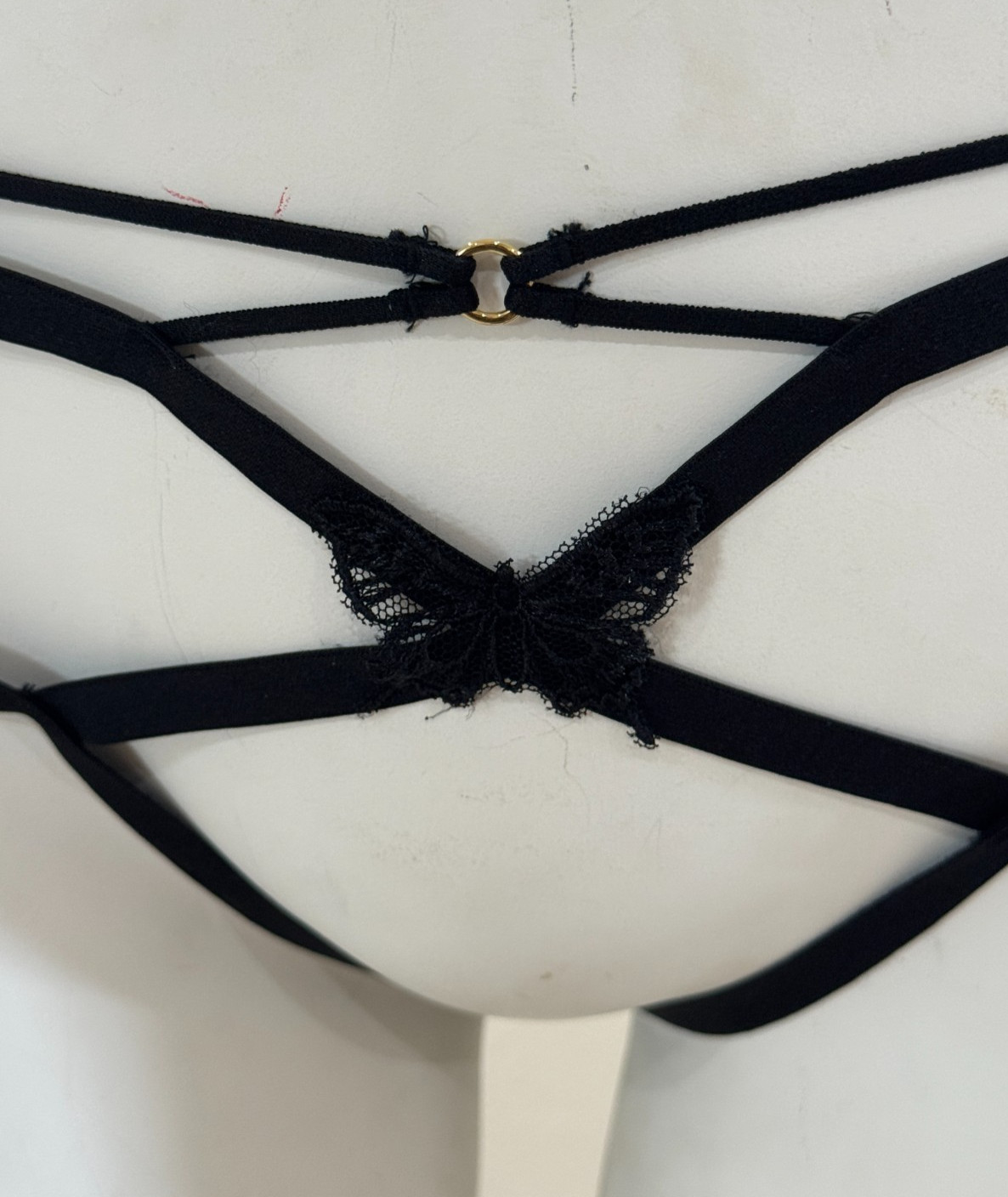 Victoria’s Secret V String Panty Very Sexy Black Open Strappy Butterfly M