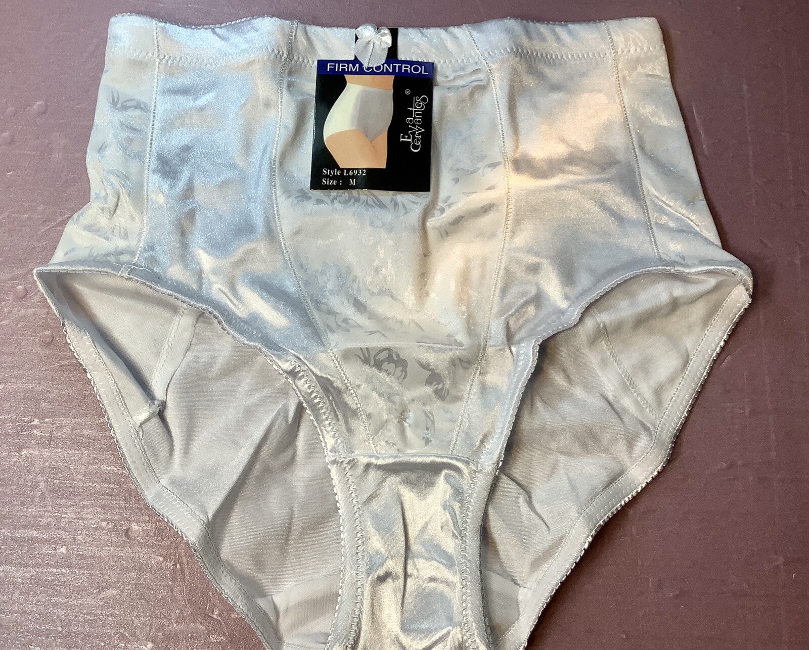 Women Control Panties Briefs EVA CERVANTES size L.satin Shiny Soft Sturdy Floral