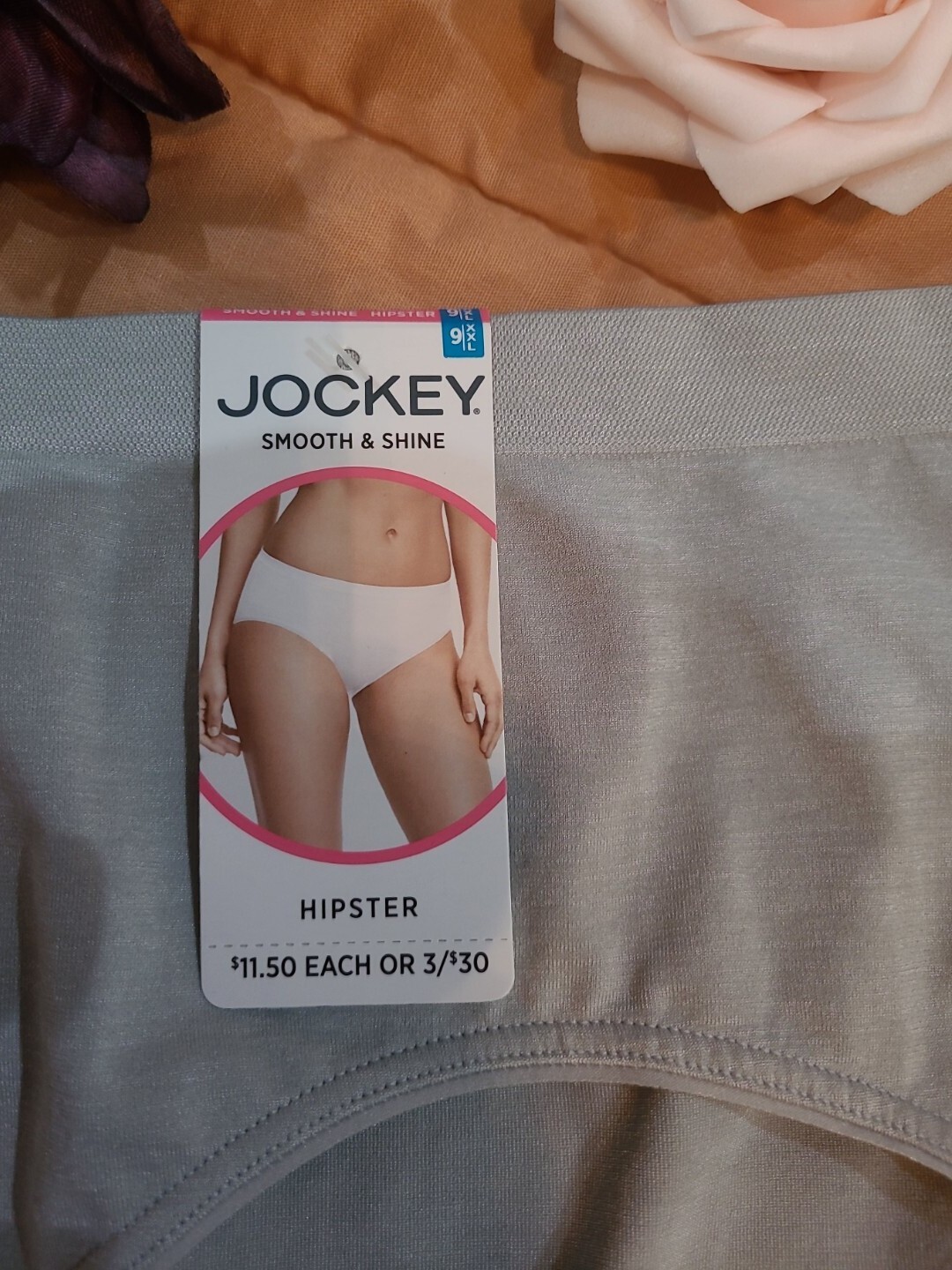 9/XXL JOCKEY Smooth & Shine Seamfree Stretch Gray Hipster 2187 nwt