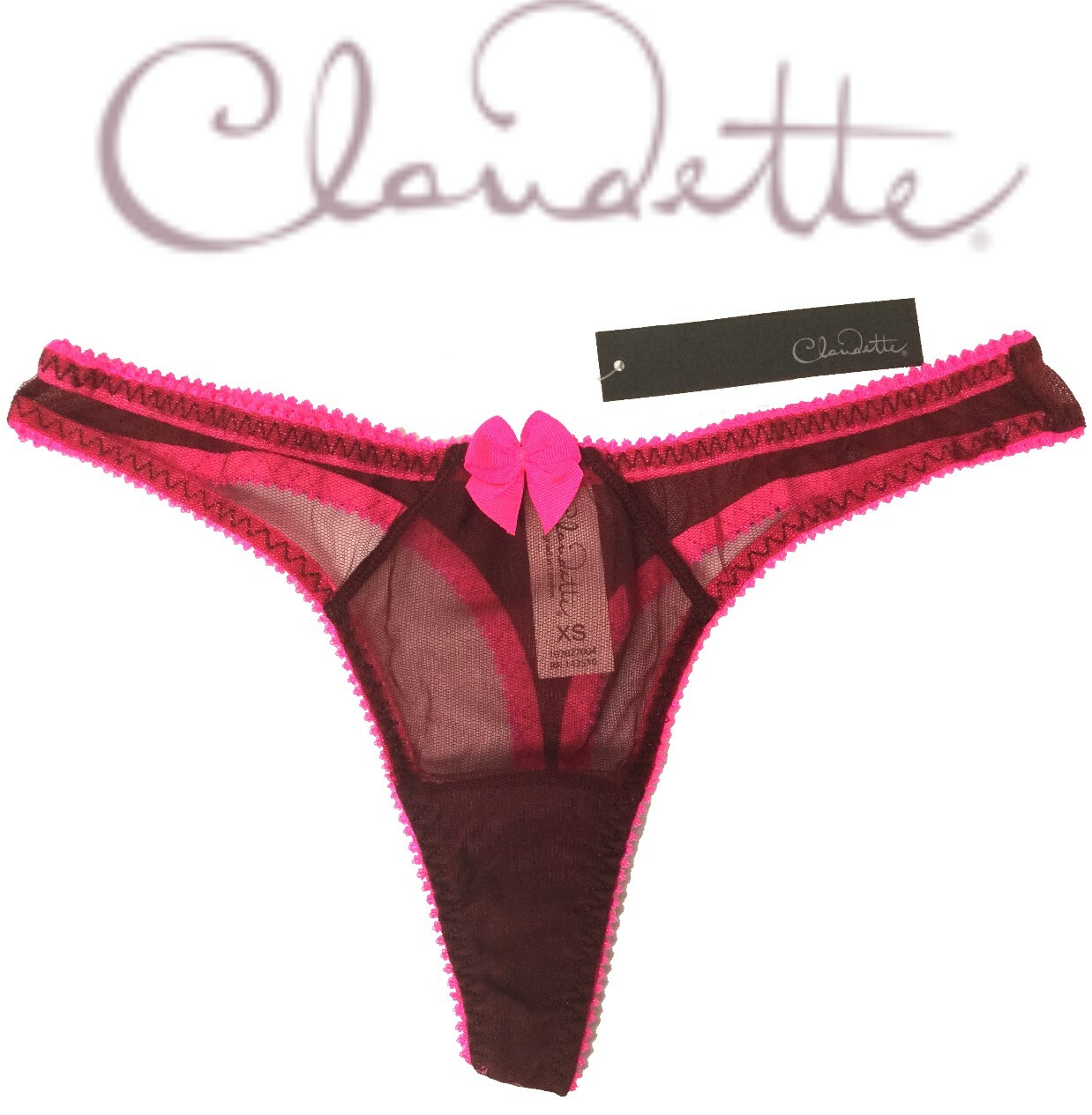 Love Claudette Dessous Thong Bikini Panty Briefs Lingerie Rouge Noir Elsa Pink