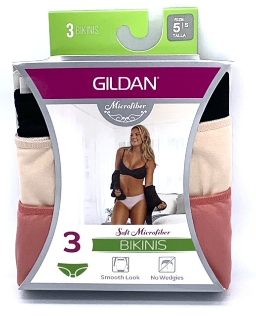 Gilden Women’s Tag Free Microfiber Bikini Panties, 3-Pack