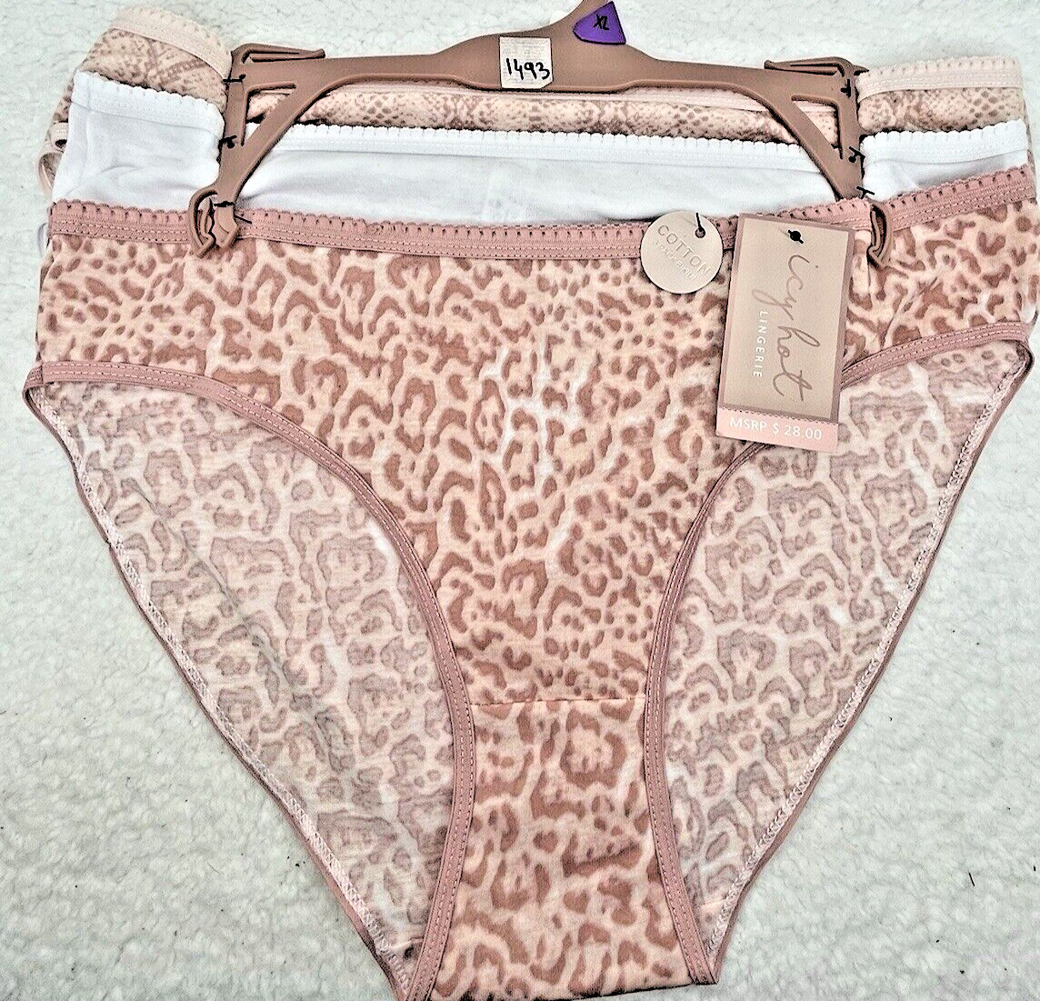 Icy Hot Women’s Hi-Cut Bikini SZ X-Large 3-Pk Animal Print Panties 100% Cotton