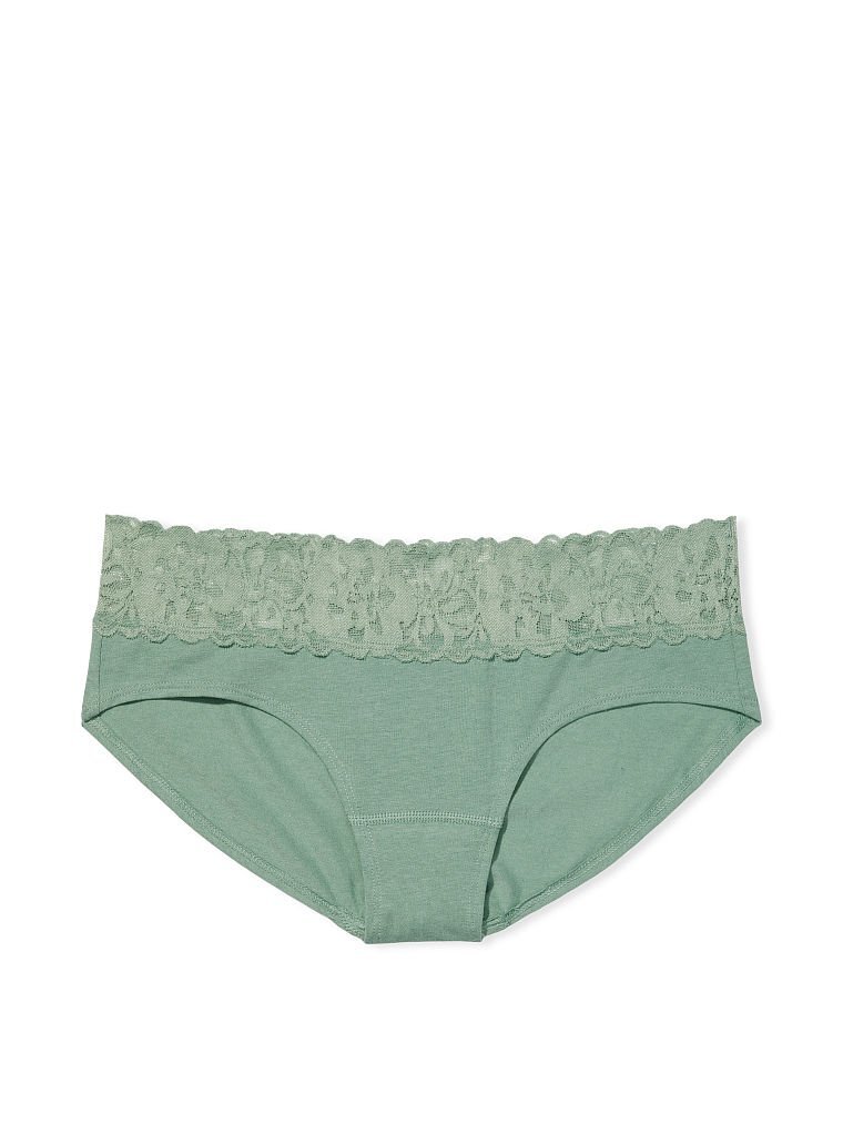 XXL Green Wide Stretch Lace Waist Cotton Victorias Secret Hiphugger Brief Panty