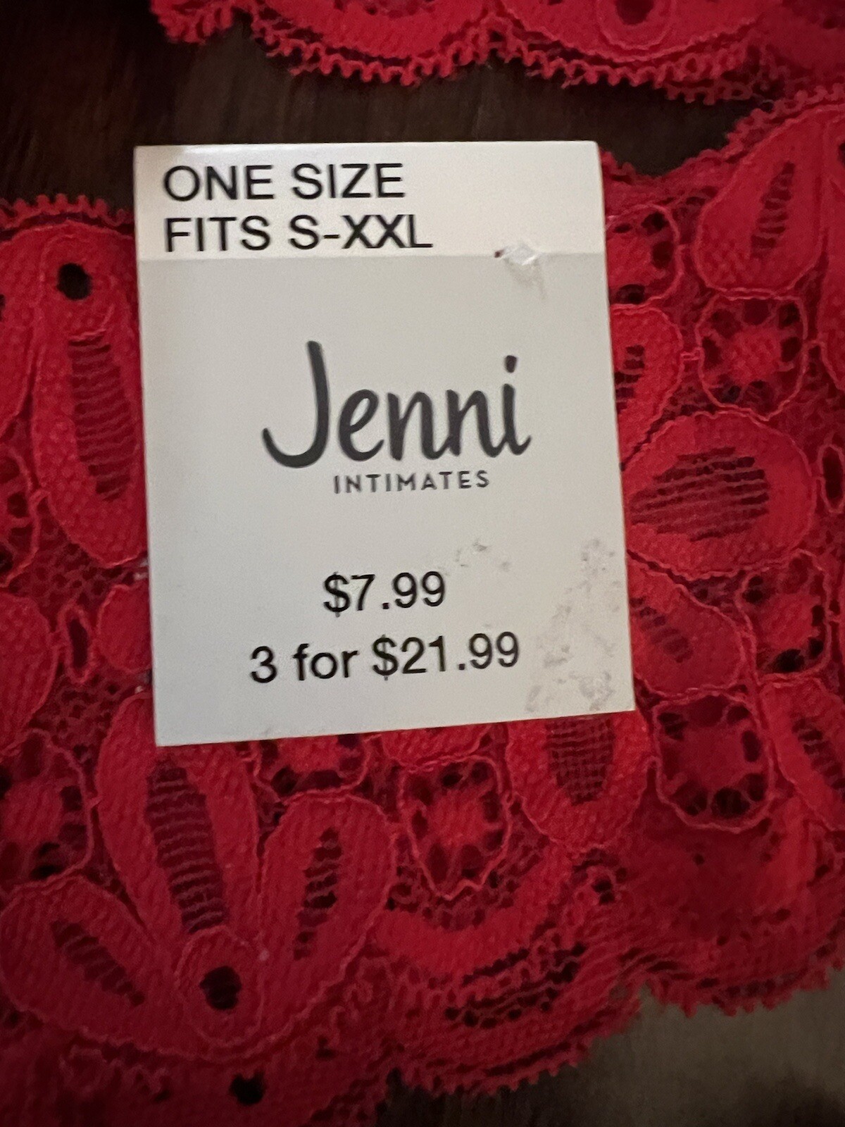 Jenni Plus Lace Thong 5 Pairs of S-XXL( cherry, mauve and chat) MSRP 3 for $21