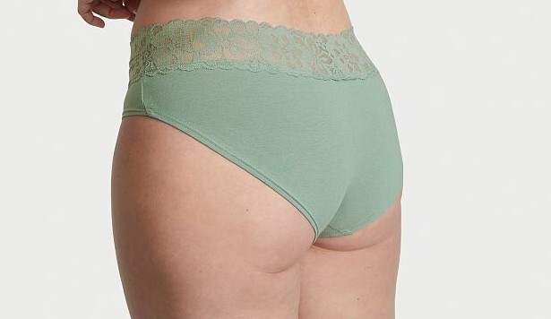XXL Green Wide Stretch Lace Waist Cotton Victorias Secret Hiphugger Brief Panty