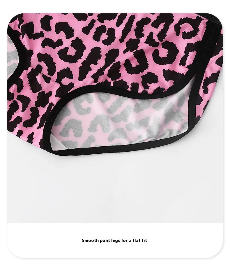 Leopard Print Brief Panties Mid Waist Breathable Soft Comfortable Underwear