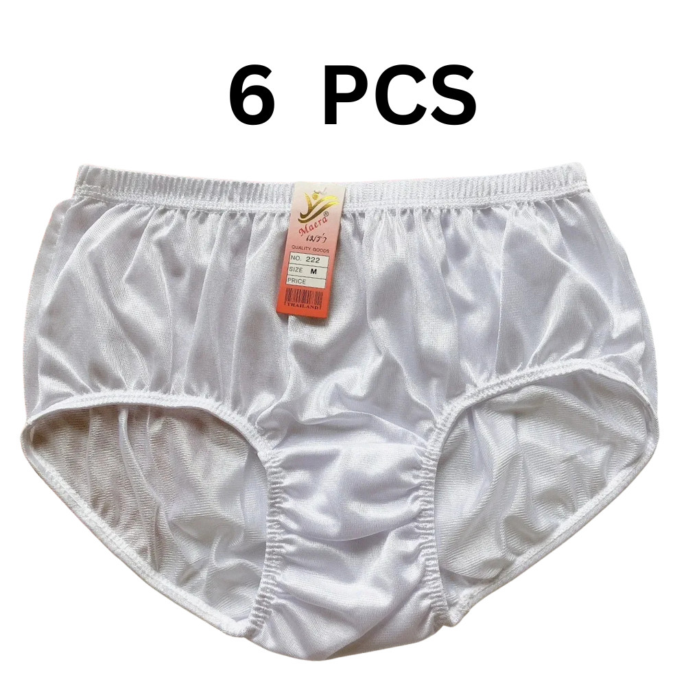 6 Pack White Nylon Briefs Unisex Underwear Soft Stretch Knickers M-2XL