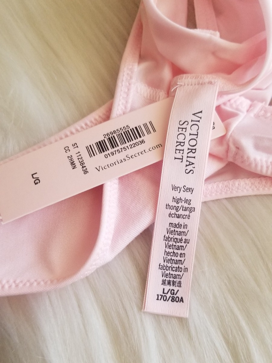 VICTORIA’S SECRET SMOOTH STRAPPY BACK HIGH LEG THONG PANTY ANGEL PINK LARGE NWT