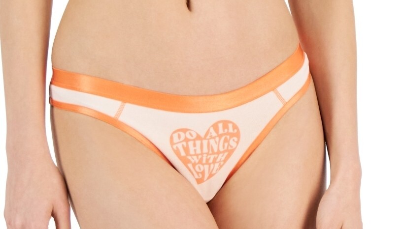 Jenni Cotton Print Satin Trim Thong Gray Orange Beige Tiger Large 3 Pack