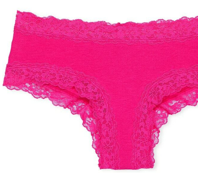 S Hot Bright Pink Victoria’s Secret Stretch Cotton Lace-Waist & Leg Cheeky Panty