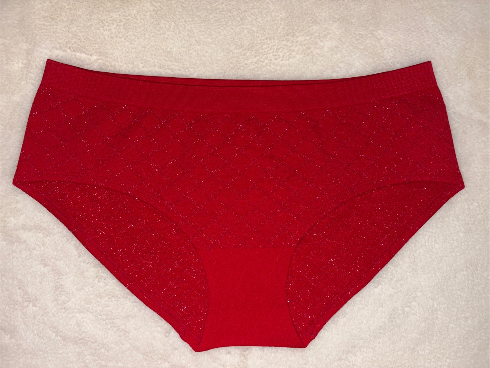 Victoria’s Secret Panties Hiphugger Panty Red Silver Shimmer Glitter Medium M