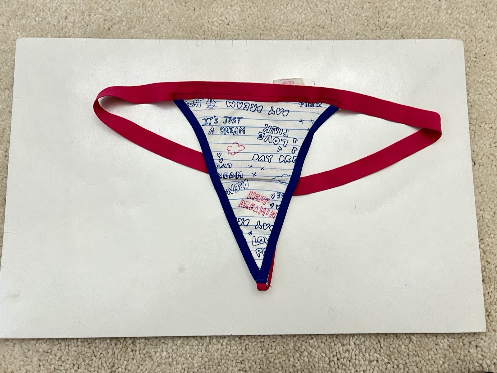 NEW Victoria’s Secret VTG PINK Notebook Extra Low Rise T-Back Thong Panties XS