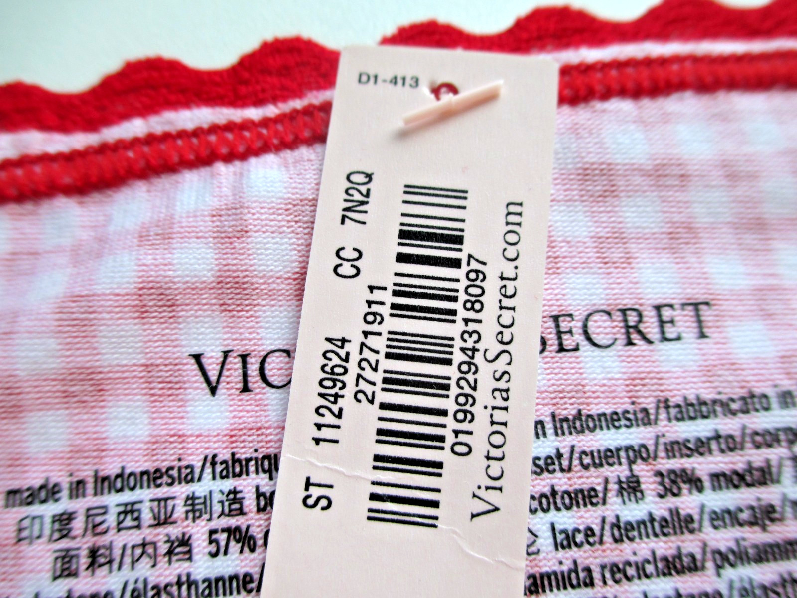 VICTORIA’S SECRET Cotton Bikini Panty S M L XL Gingham NWT Red VS Lace Trim