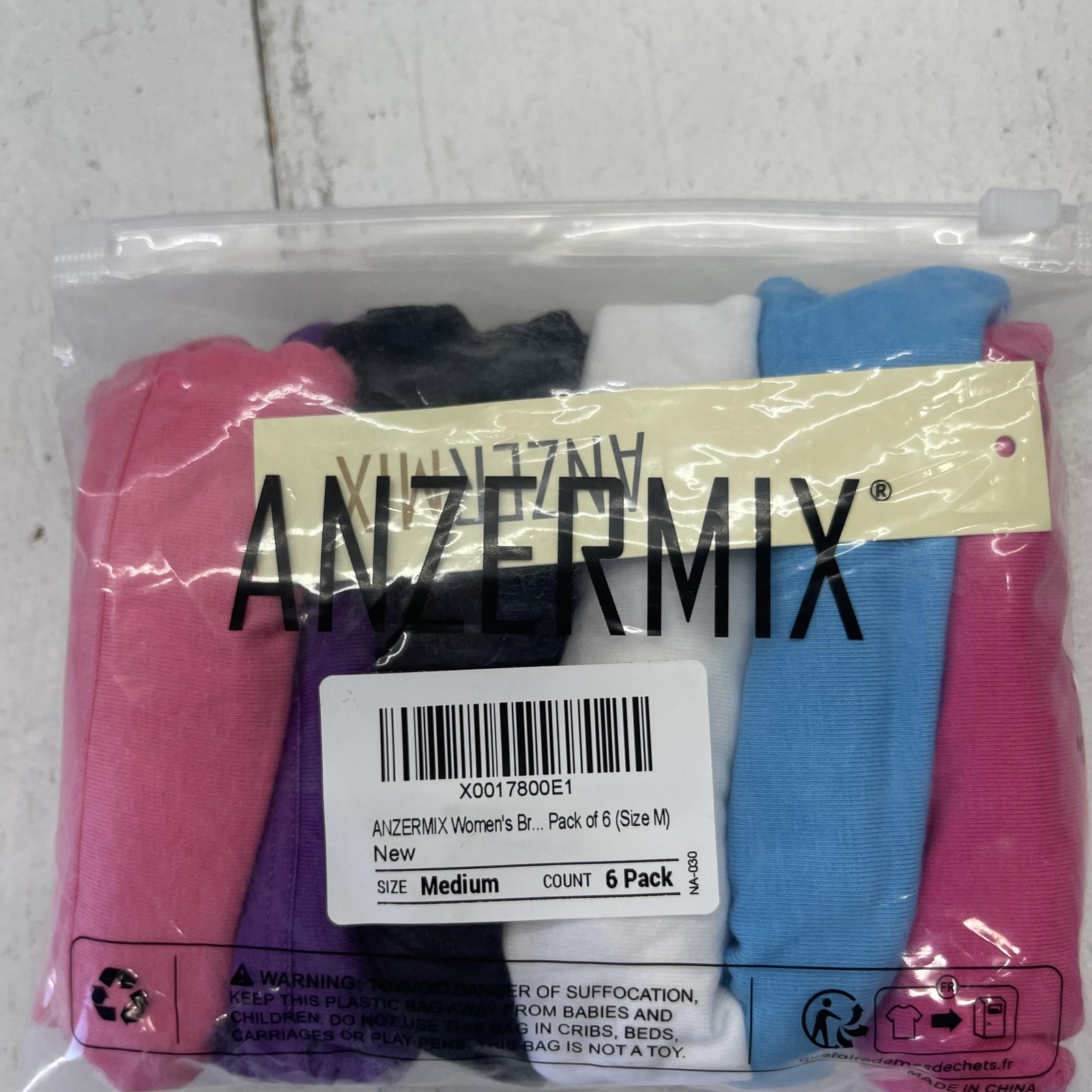 ANZERMIX Underwear Womens Medium Thong Panties 6 Pack Cotton Assorted Colors