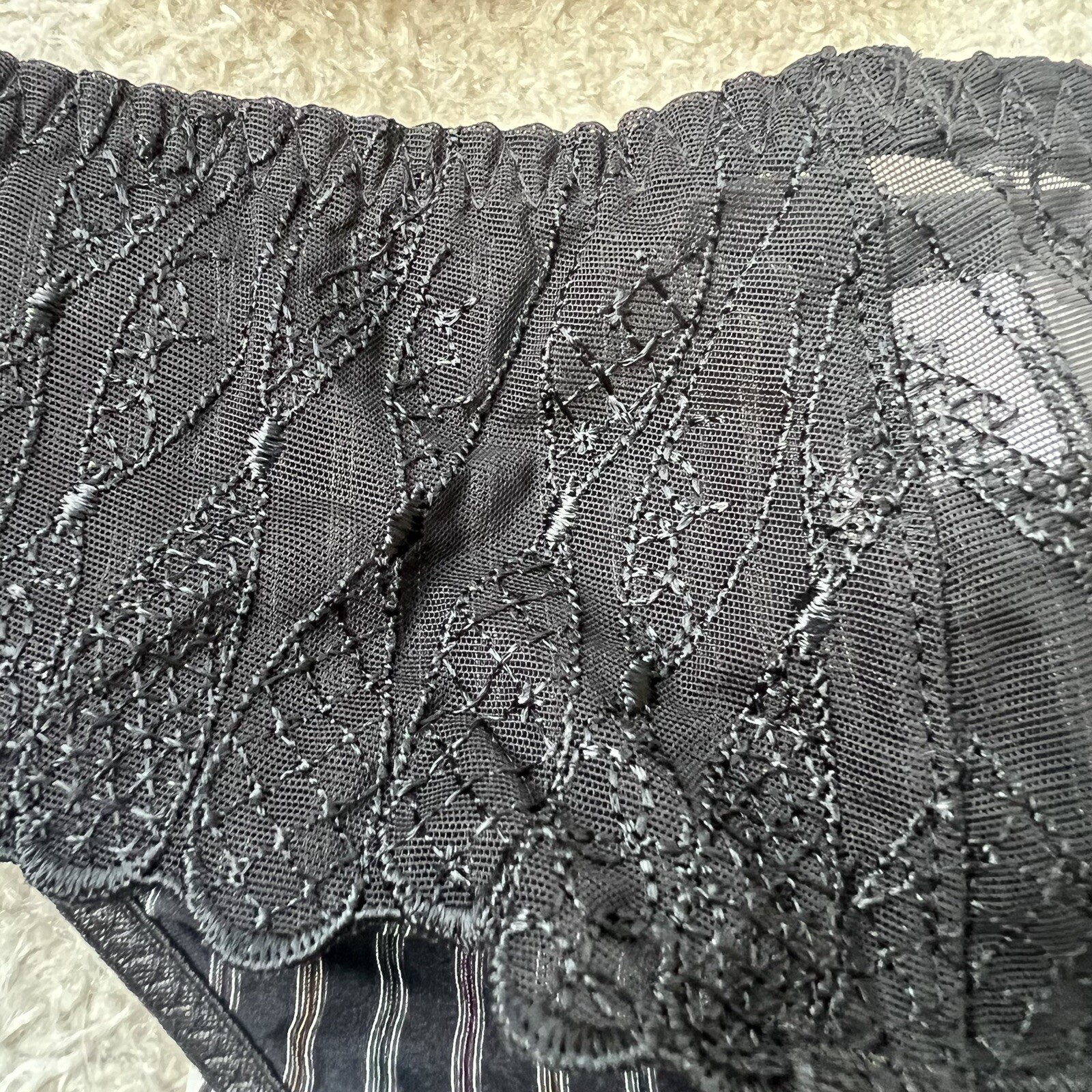 Corin Onyx Black Laced Back Thong, Size Medium (10/12) BNIB