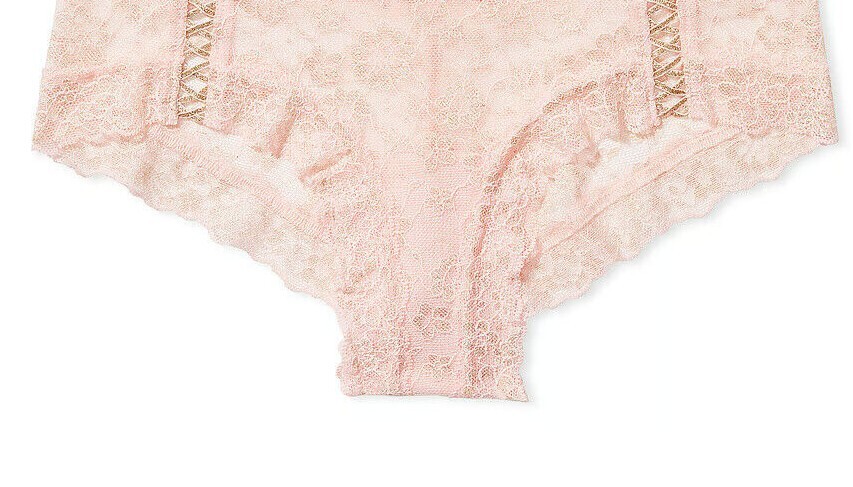L XL XXL Pink GOLD SHINE LACE UP THE LACIE Victorias Secret CHEEKY Brief Panty