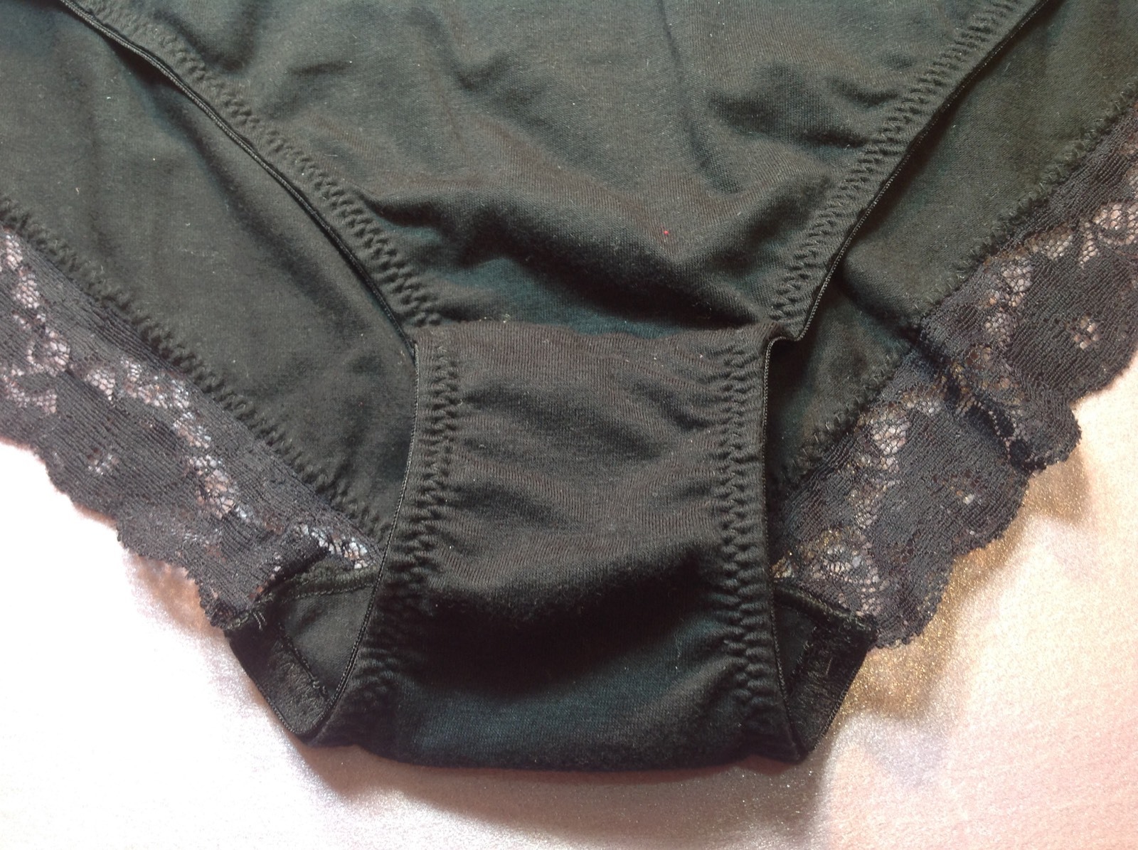 Women Panties,Bikinis”ILUSION” Size 2XL Black Soft W/Floral Fishnet Decoration