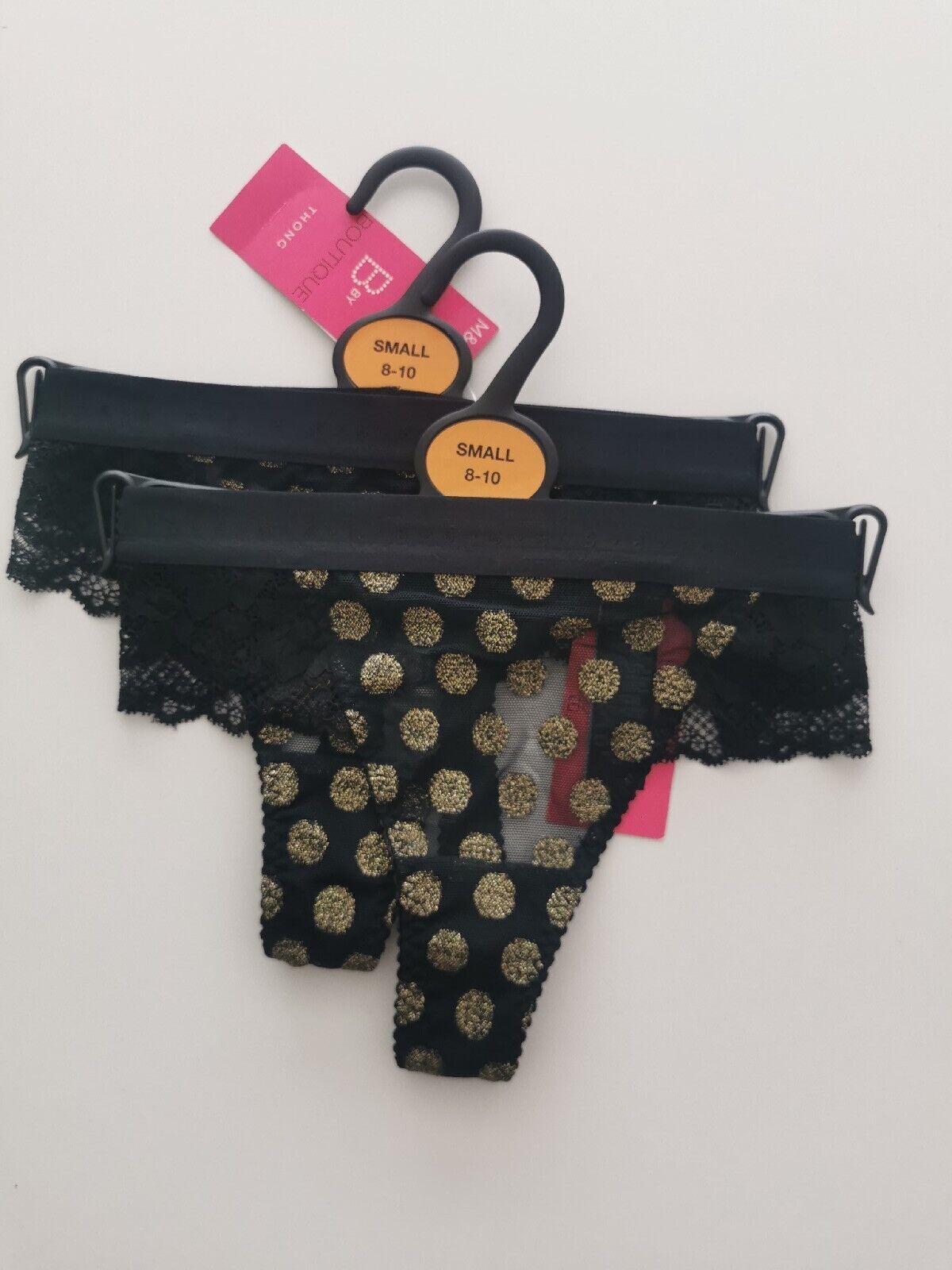 M&S B By Boutique Sparkle Spot x2 Thong Knickers, S(8-10) M(12-14),L(16-18)