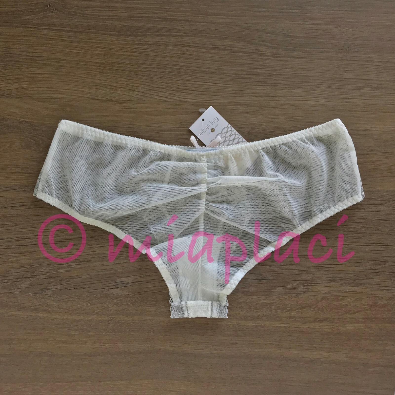 NWT Eberjey Manuela Cinched Hipster Panty #U1481H Ivory/Grey