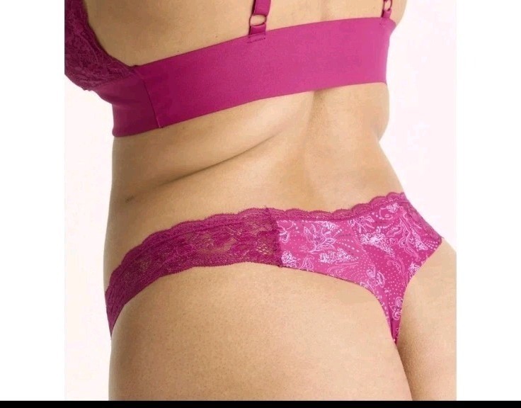 Joyspun Women’s Microfiber & Lace Thong Panties 3-Pack Multi Color XL