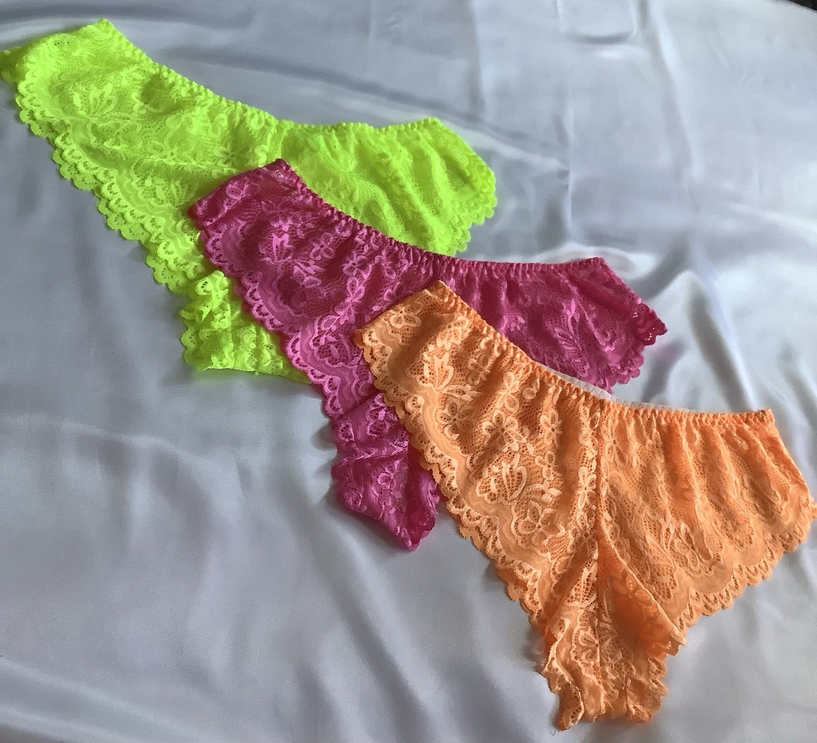 Women’s Lace Sexy Bikini Panties Floral Neon Multicolor Stretch 6pk Large