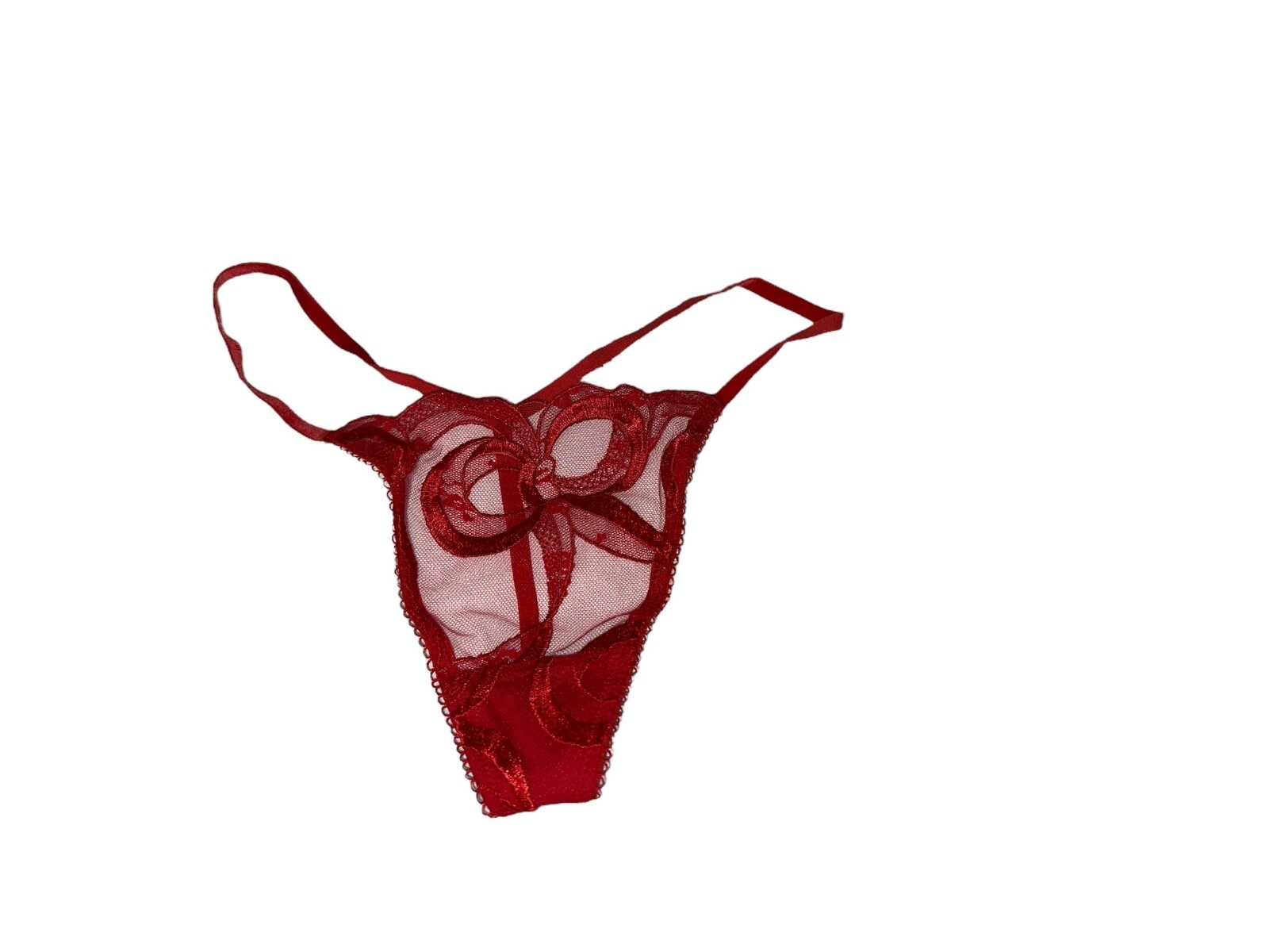 Victoria’s Secret Dream Angels Tied-With-A-Bow Embroidery V-String Color Red Nwt