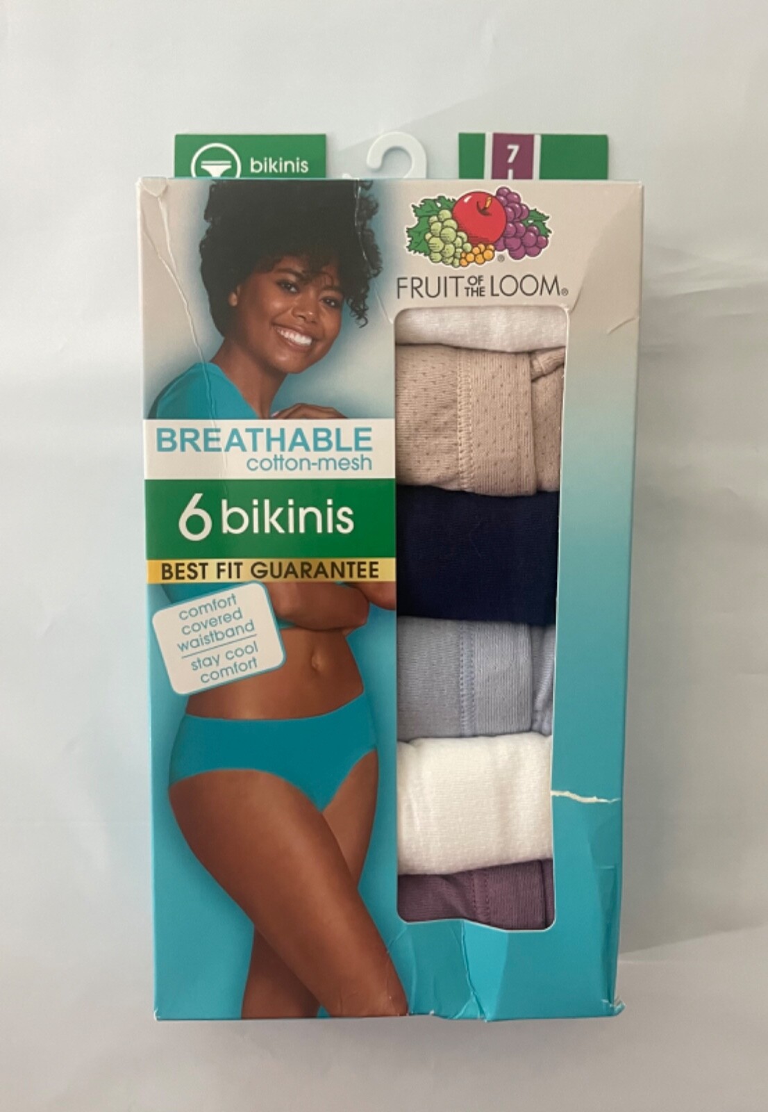 Fruit if the Loom Breathable Cotton-Mesh 6pk Bikinis size 7L