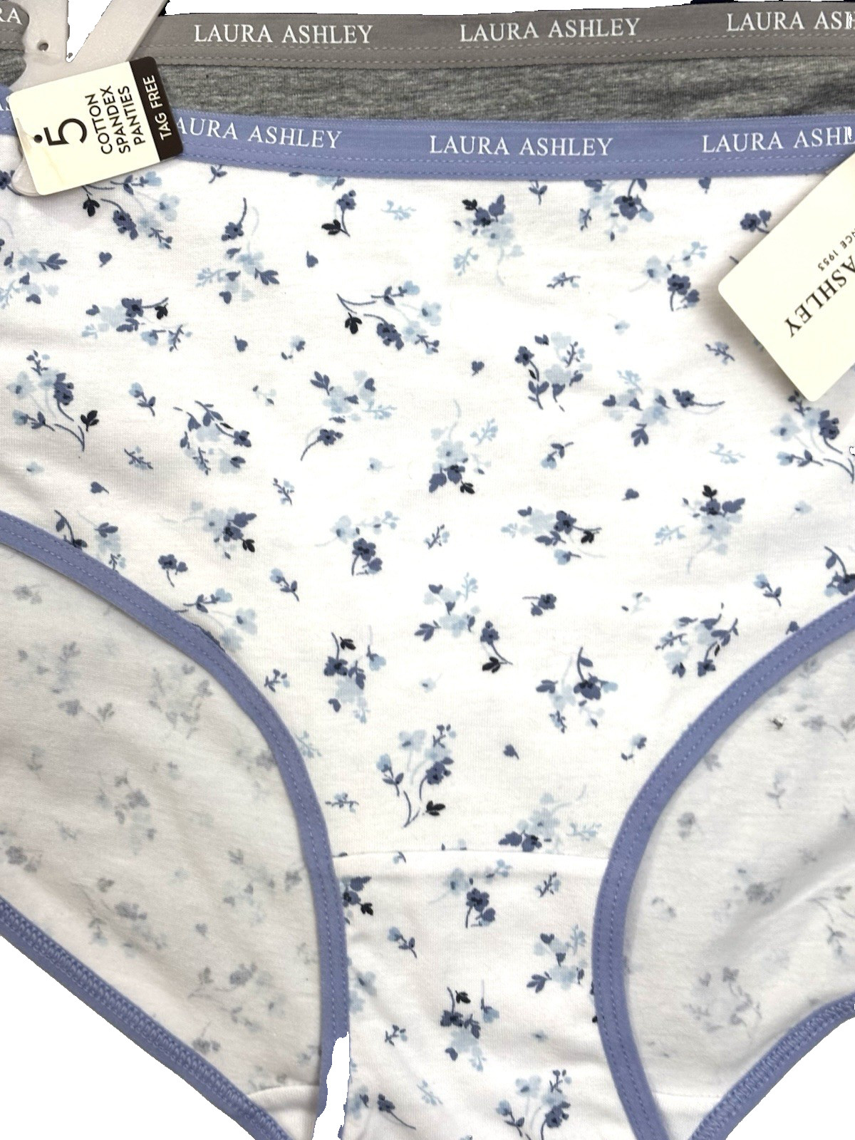 LAURA ASHLEY 5 PACK COTTON MID RISE PANTIES XL FLORAL SOLIDS TAG FREE SUPER SOFT