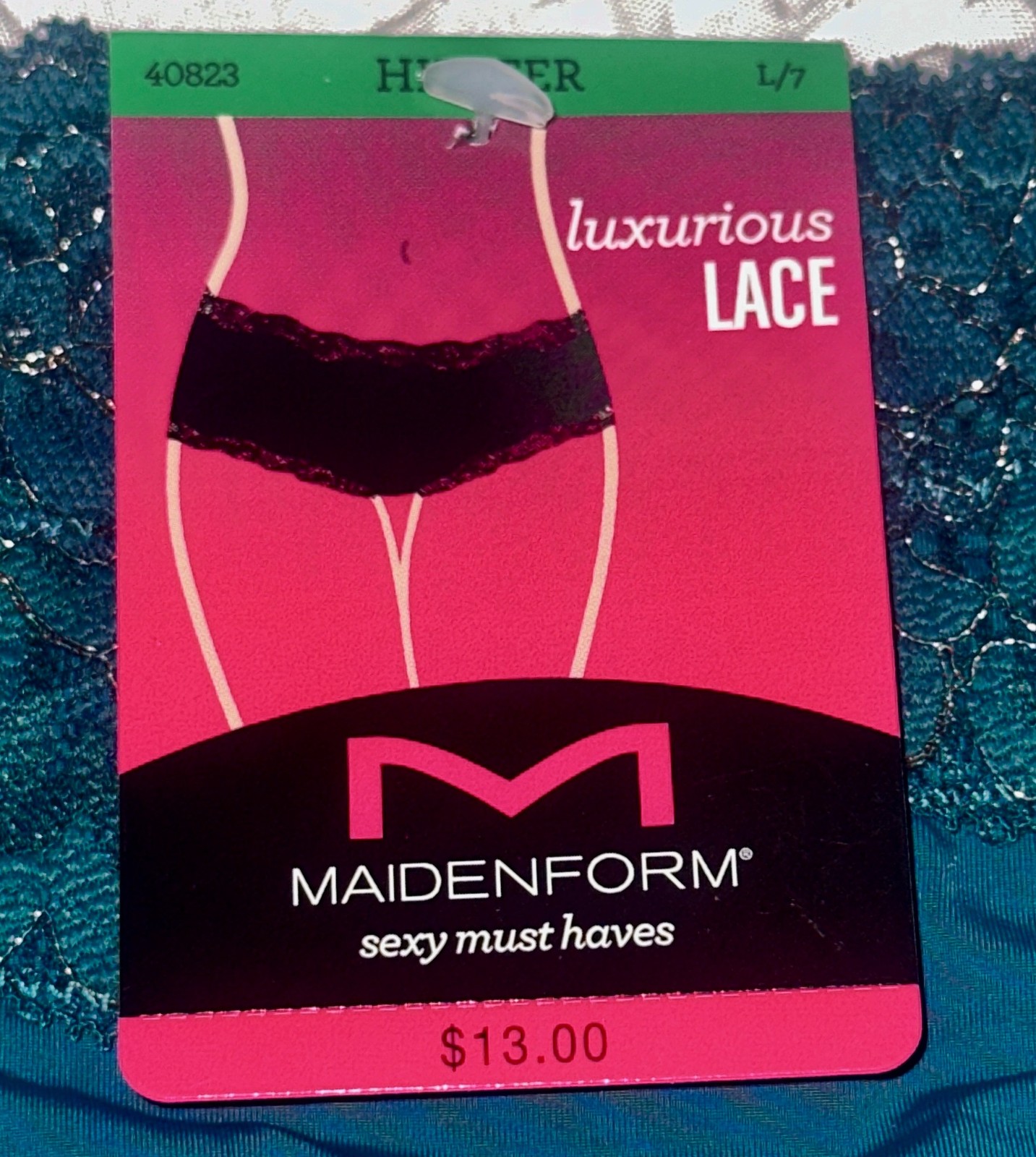 MAIDENFORM Sexy Must Haves Luxurious Lace Teal Cheeky Hipster Panty Womens XL 8