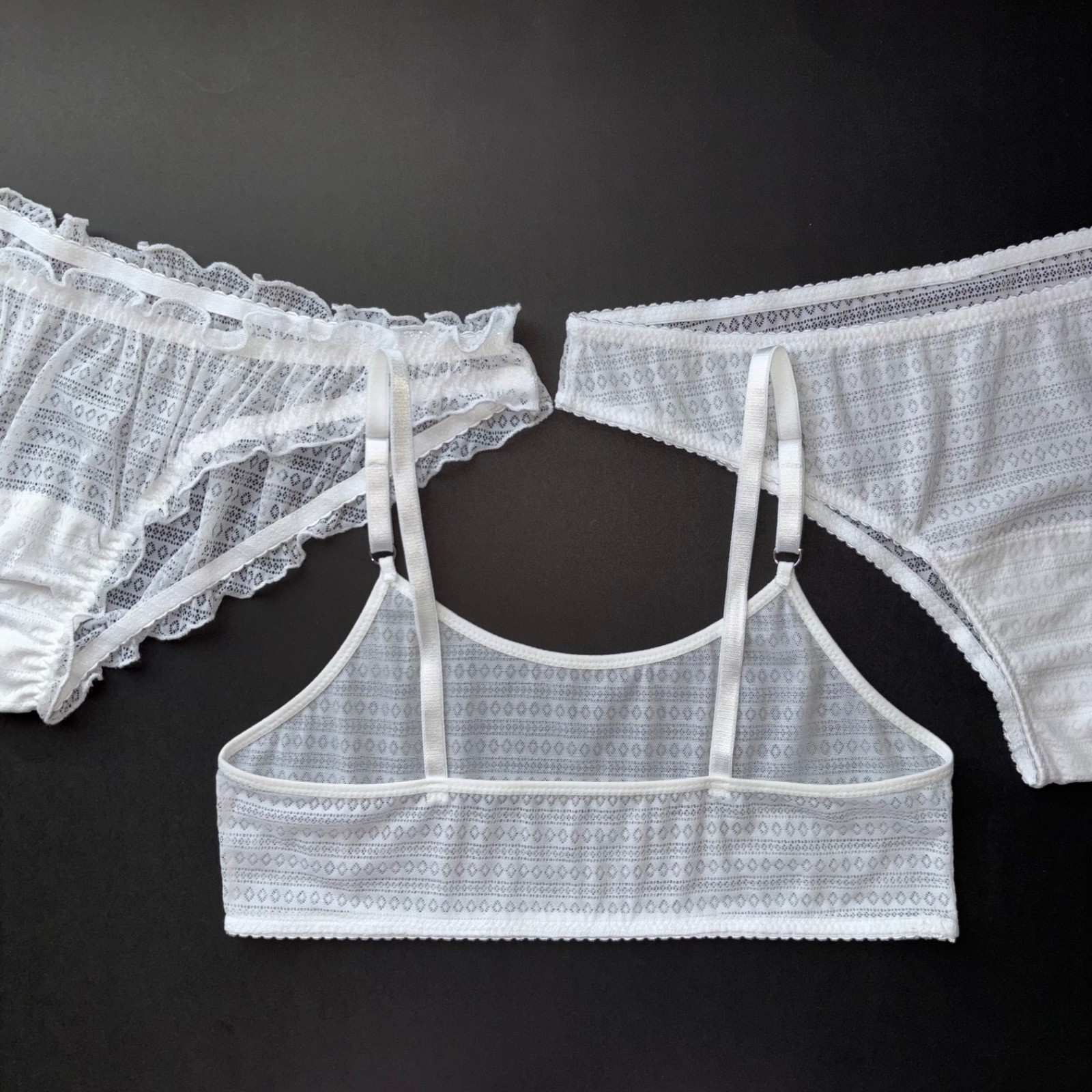 Sheer PANTIES Summer SET White MESH Boho HANDMADE Sissy UNDERWEAR Lingerie S M