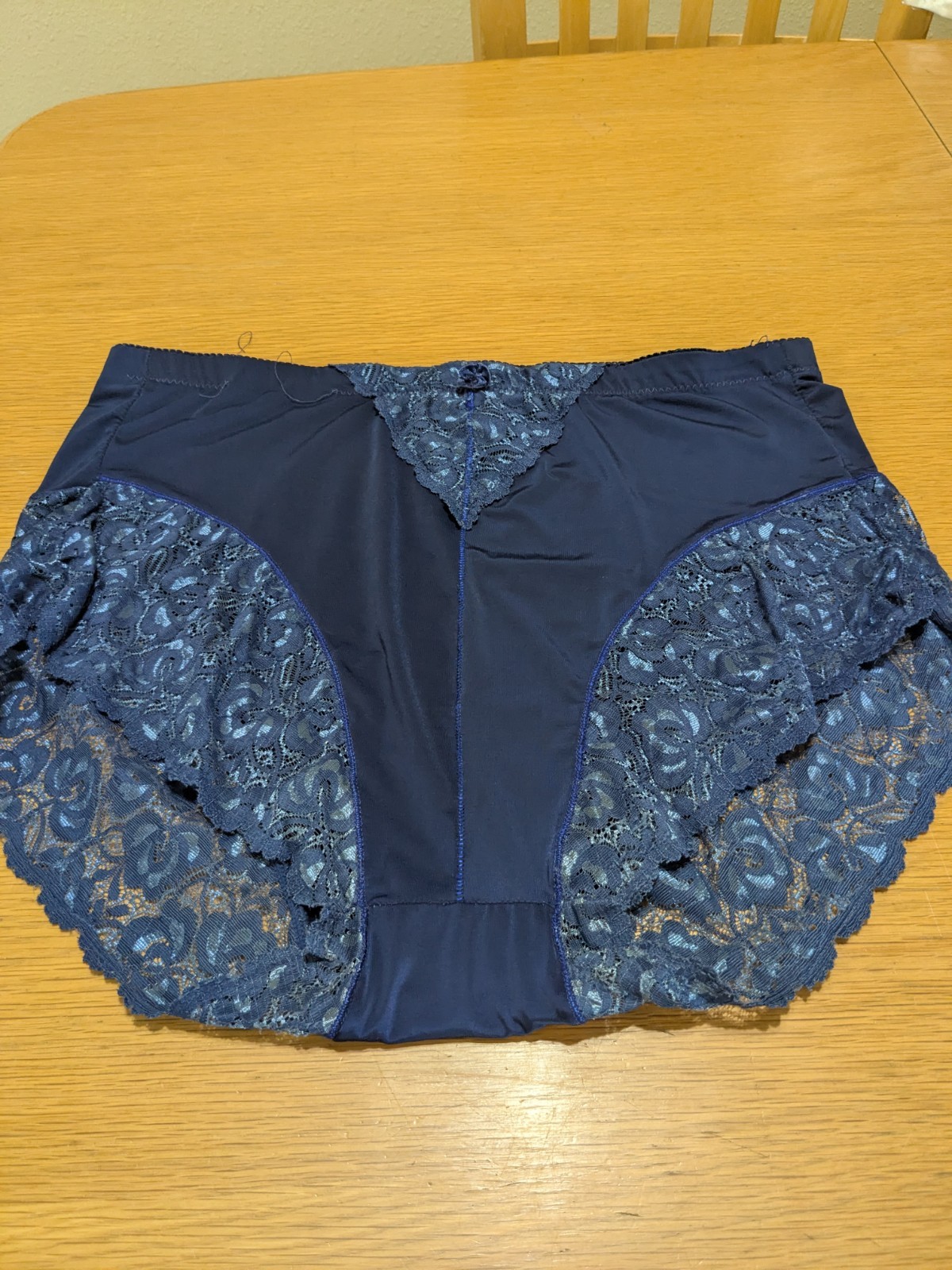 Angelina Lingerie Navy Blue Lace High Rise Panties Size 3 X