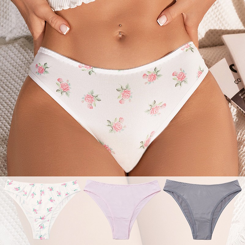 3 Pack Lot Sexy Womens Ladies Panties Briefs High Leg French Underwear Lingeries