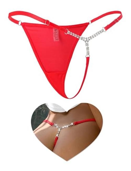 G String Thongs for Women T-back Tangas Low Rise X-Large-XX-Large 1- Red