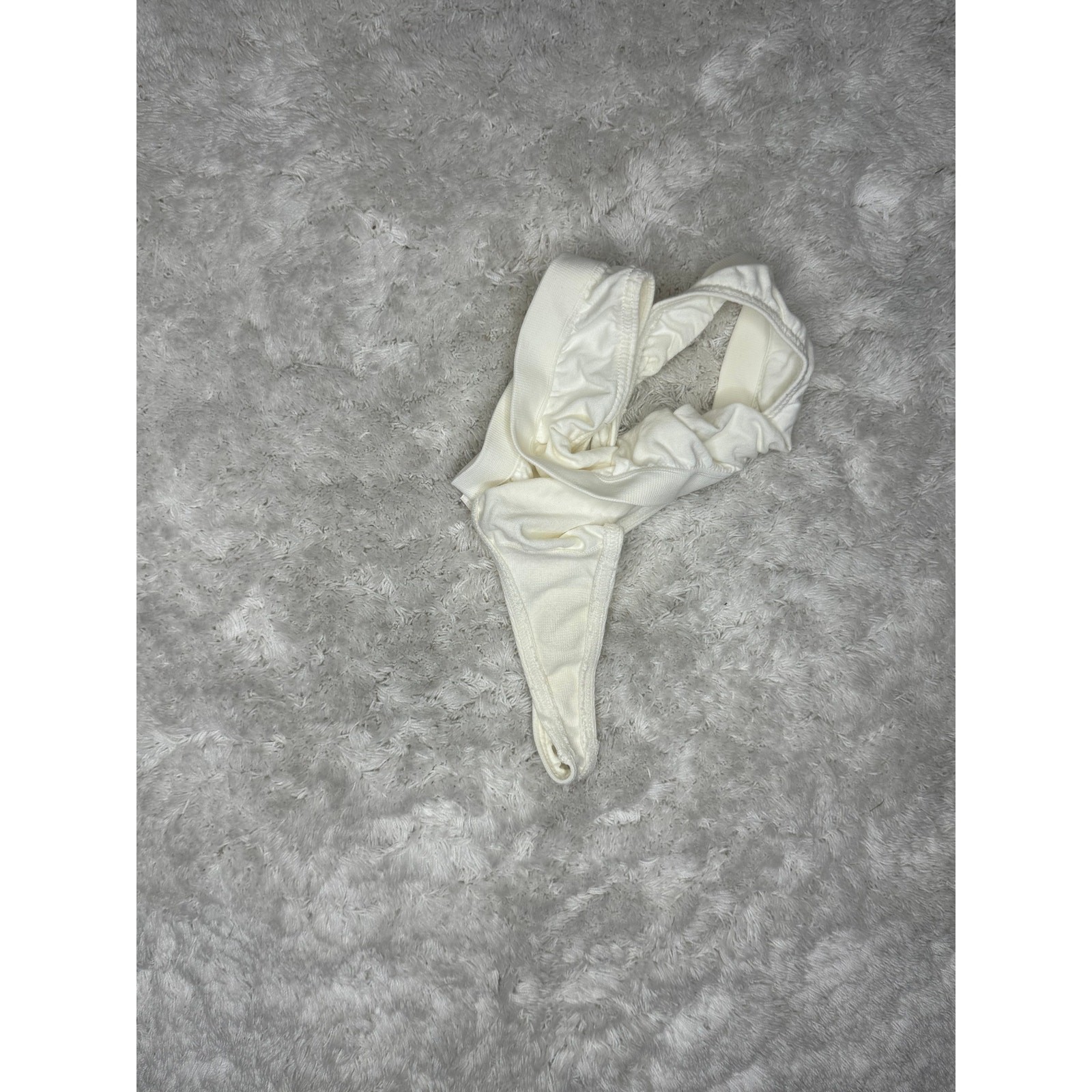 NWOT White Tactel Nylon Microdenier Thong Low Rise Made In Israel Size S