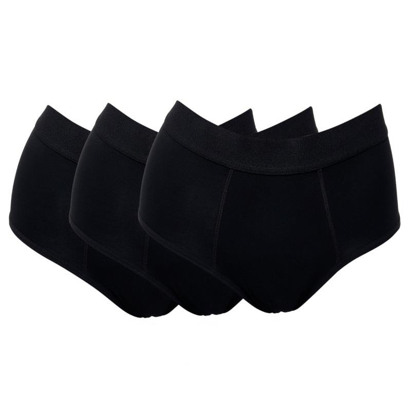 Rhonda Shear 3-pack Shear Protection Leak-Resistant Bamboo Brief Black