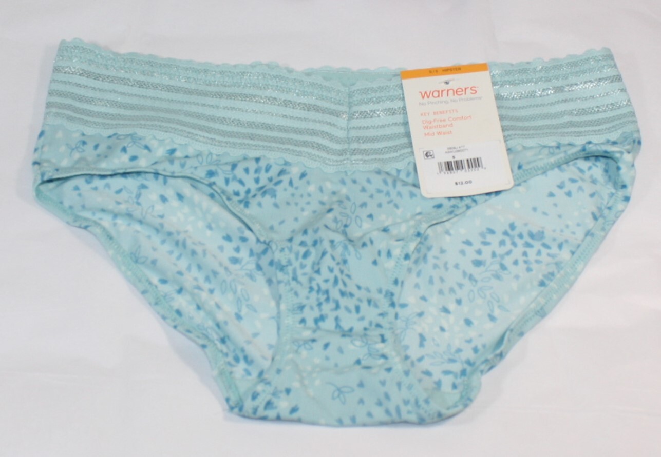 New set of 3 WARNER’S no muffin top HIPSTER panties WINE PURPLE PINK GREEN LEAF
