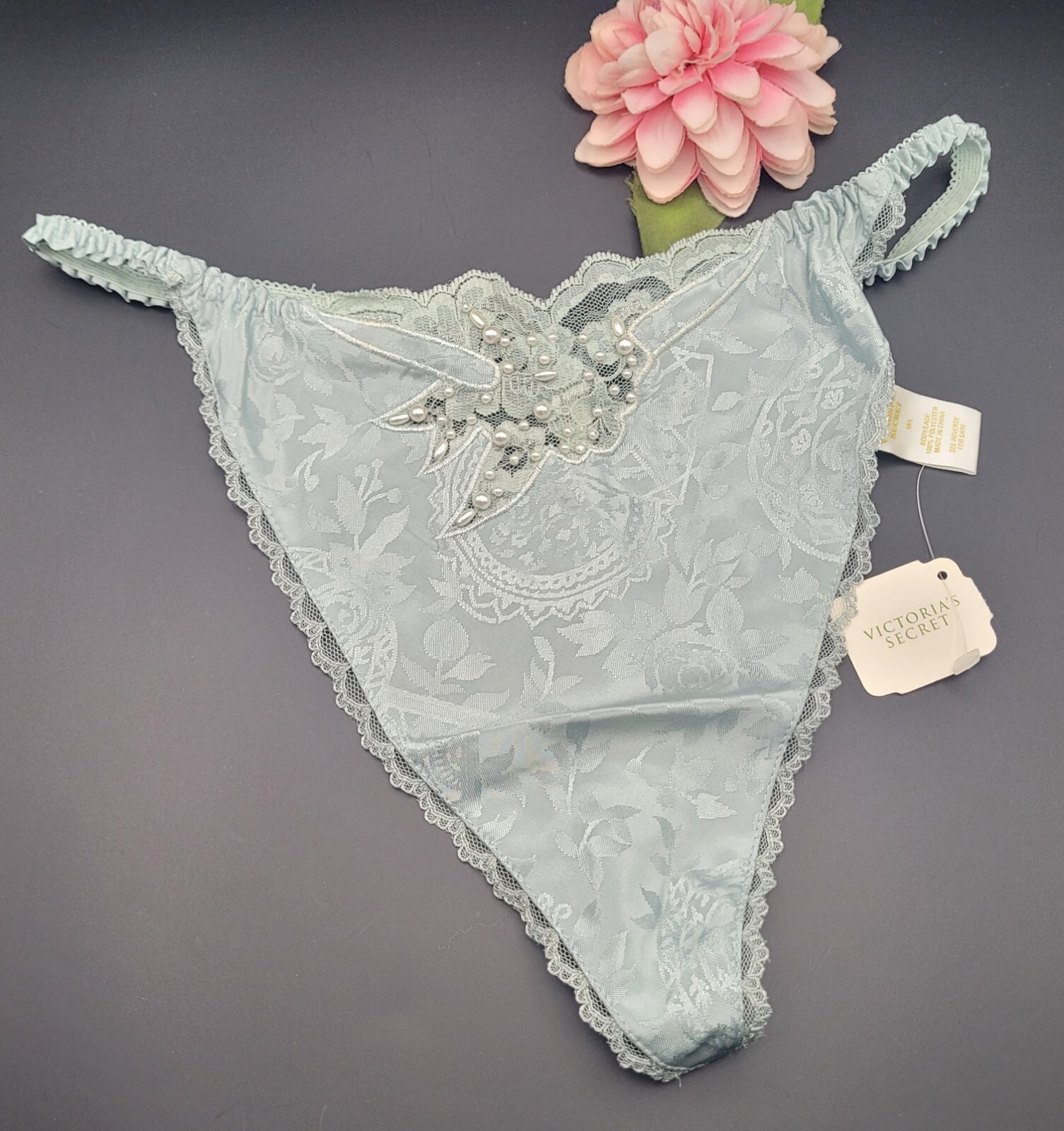 Vtg M/L Victorias Secret 80’s 90’s T String G String Thong Panties Beaded SAGE