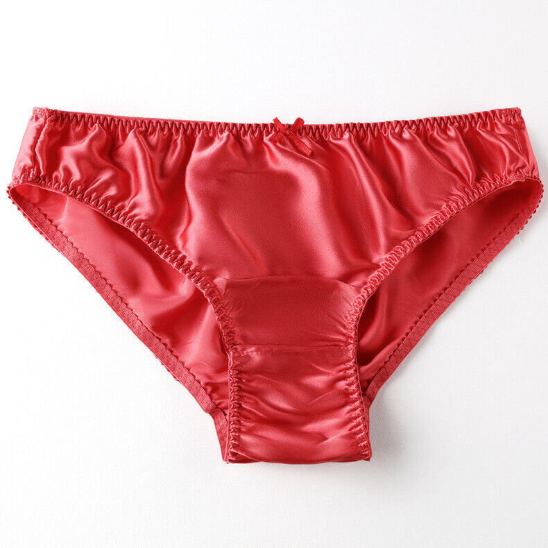 Womens 100% Silk Panties Briefs Bikinis Daliy Underwear Cheeky Shiny Satin 2024