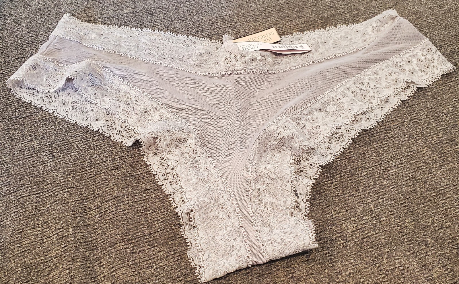 Victoria Secret See-through Sheer Cheeky Underwear Color Light Gray Size Large