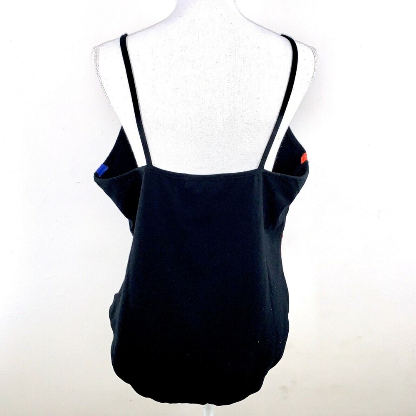FOREVER 21 PLUS Black Body Suit Size 3X Red White Blue Stars Patriotic