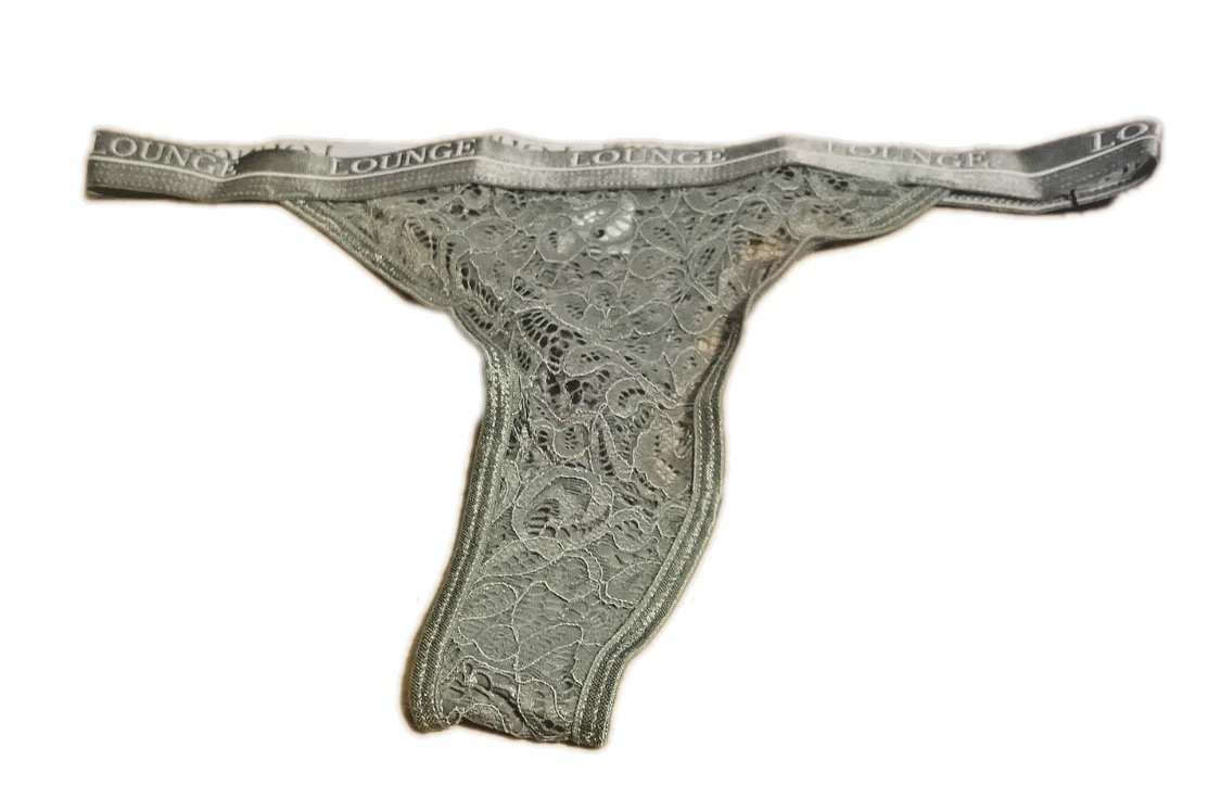 New Lounge Khaki Balcony Floral Lace Thong S