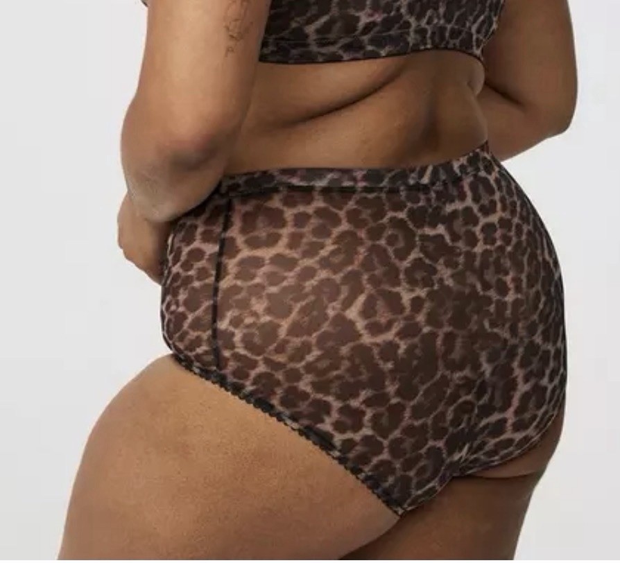 NWT Torrid On The Prowl Leopard Print Semi Sheer Mesh Mid Rise Brief Panties 5X
