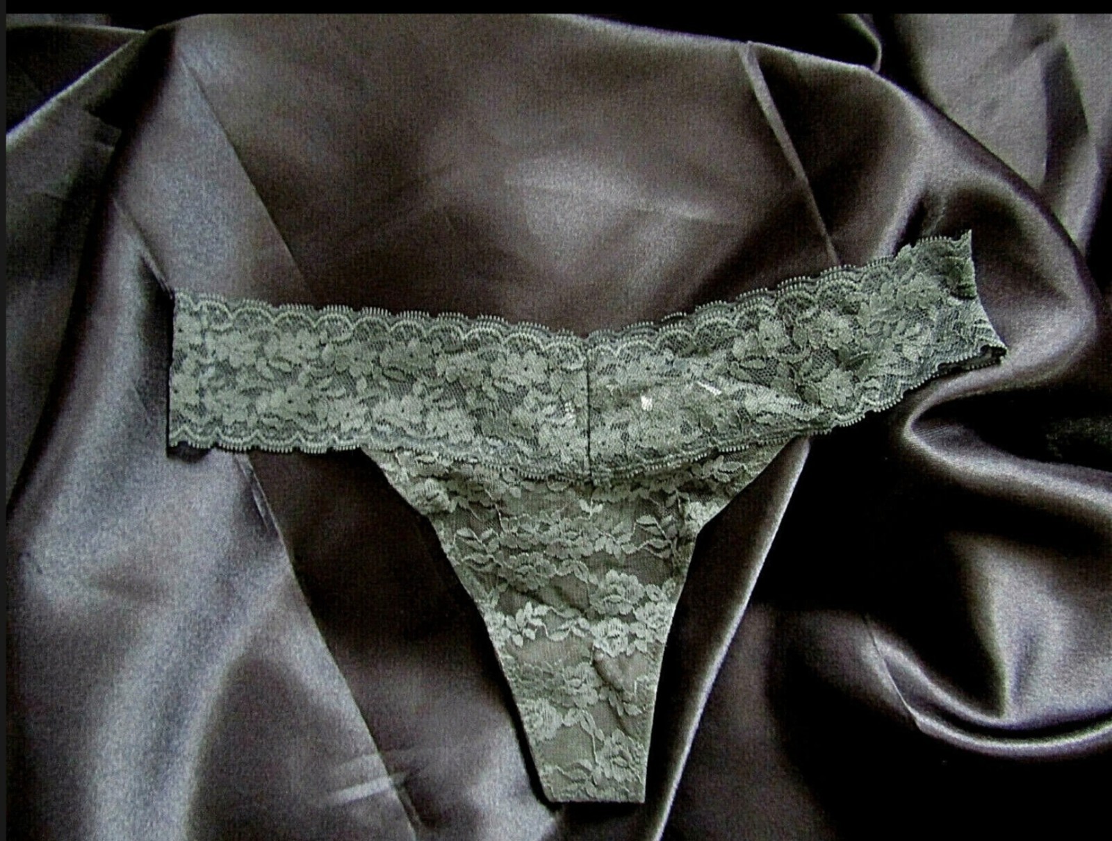 Ex Chainstore Luxury Lace Cheeky Sheer Thong Knicker Panties Size M 14/16