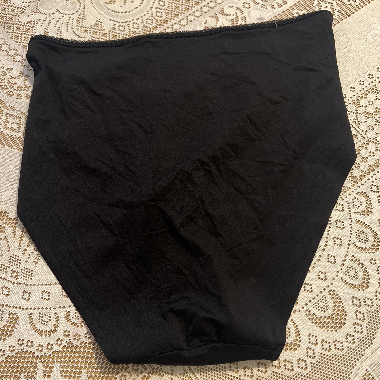 Soma Women’s Cotton Blend High-Leg Panty With Lace DH3 Black Medium New